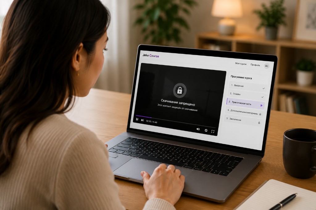 Защита видеоуроков от скачивания на платформе Jeke Course