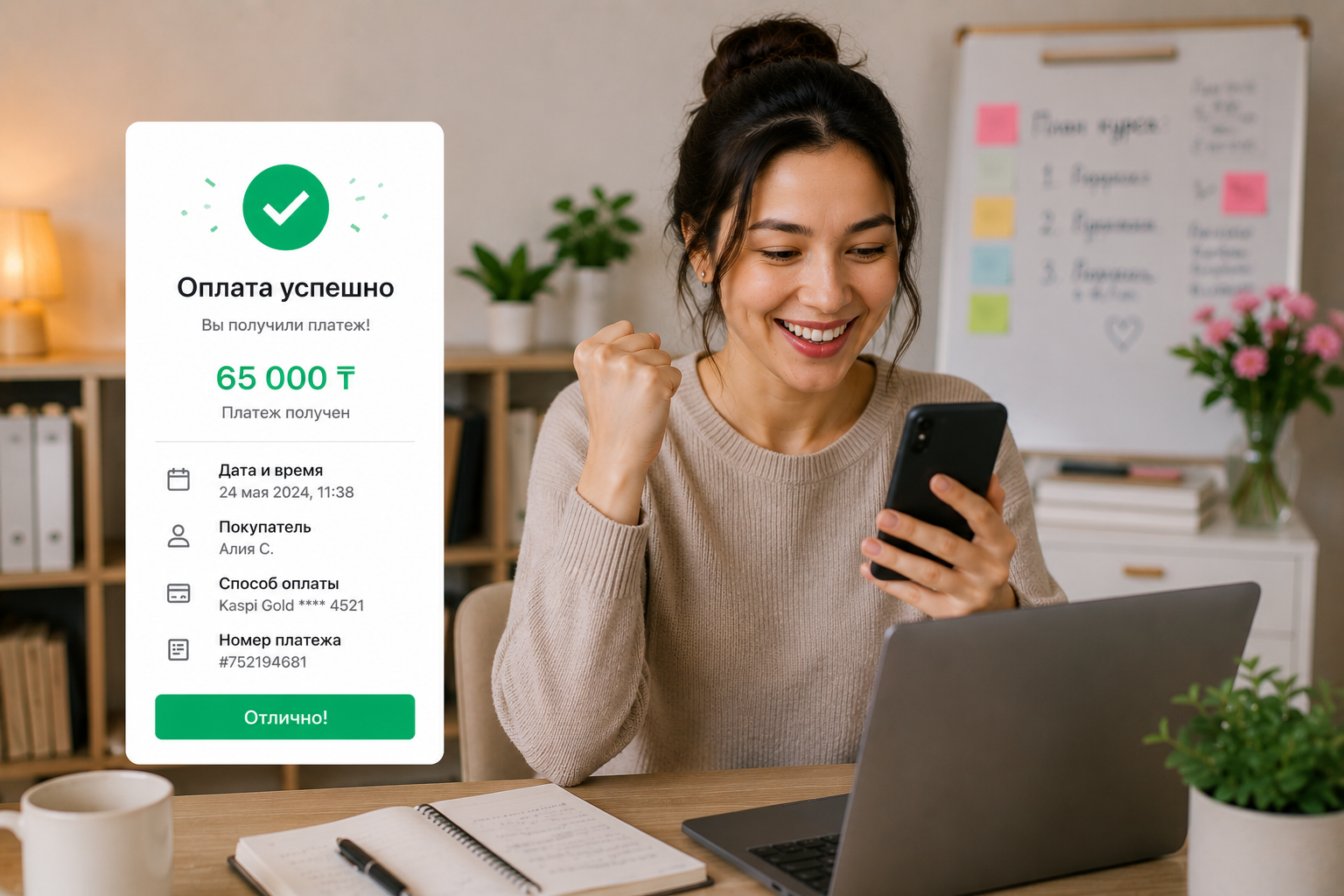 Успешная оплата курса на платформе