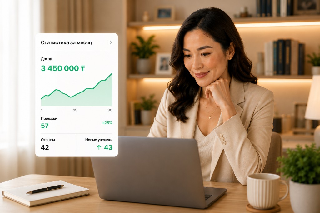 Статистика дохода и роста продаж на платформе Jeke Course